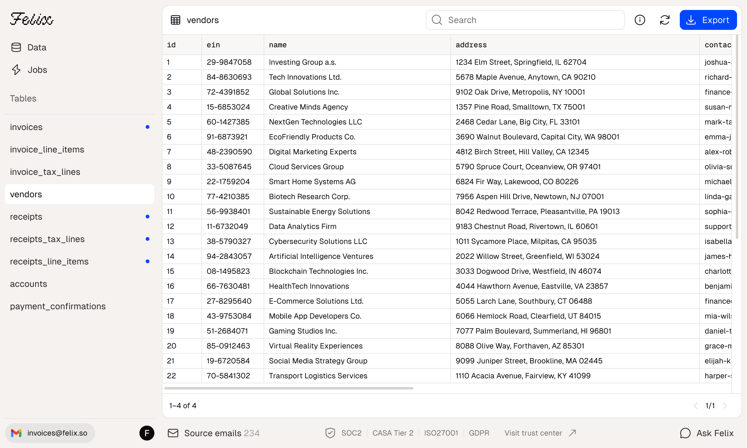Felix database interface